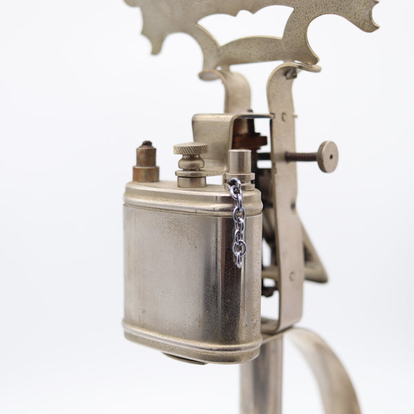 OLD TIMER 1930 Germany  Industrial Tall Desk petrol Lighter In Polished Chromed Steel