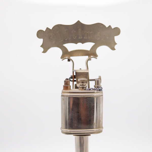 OLD TIMER 1930 Germany  Industrial Tall Desk petrol Lighter In Polished Chromed Steel