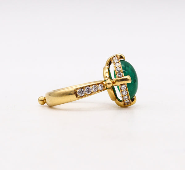 -Temple St Clair Cocktail Ring In 18Kt Yellow Gold With 6.20 Ctw In Diamonds And Emerald