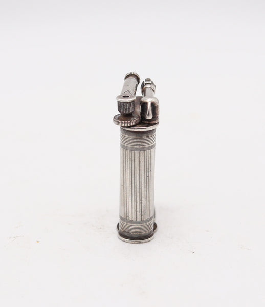 NAPIER 1928 Art Deco Surefire Asymmetric Pocket Petrol Lighter In .925 Sterling Silver