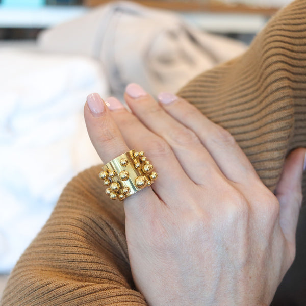 POL BURY 1975 Paris Galerie Maeght Edition Kinetic Sculptural Ring In 18Kt Gold
