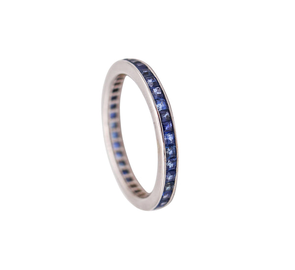 ETERNITY Ring Art Deco Band In 18Kt White Gold With 1.66 Ctw Vivid Blue Sapphires