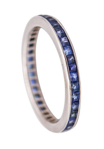 ETERNITY Ring Art Deco Band In 18Kt White Gold With 1.66 Ctw Vivid Blue Sapphires