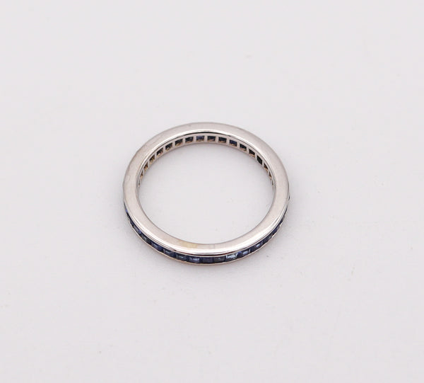 ETERNITY Ring Art Deco Band In 18Kt White Gold With 1.66 Ctw Vivid Blue Sapphires