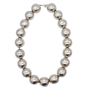 -Mexico 1970 Modernist Spheric Balls Necklace In Solid .925 Sterling Silver