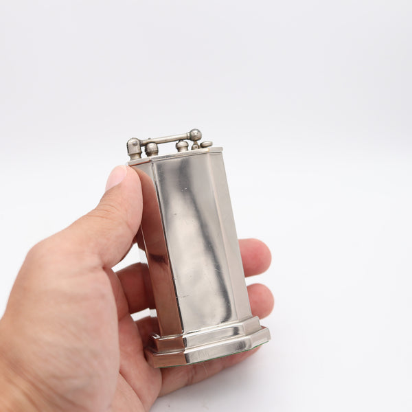 DOUGLASS 1926 Art Deco Skyscraper Desk-Table Petrol Lighter Plain Silver Plate
