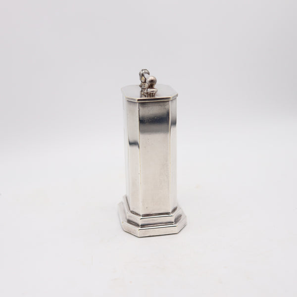 DOUGLASS 1926 Art Deco Skyscraper Desk-Table Petrol Lighter Engine-Turned Silver