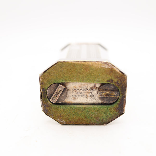 DOUGLASS 1926 Art Deco Skyscraper Desk-Table Petrol Lighter Engine-Turned Silver