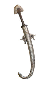 -Marroquin Arab 1870 Koummya Dagger With Sheath In Wood Silver And Brass