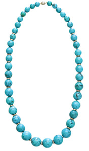 -Nani Cesare Modernist Turquoise Long Necklace 18Kt Gold With 14.06 Ctw Diamonds