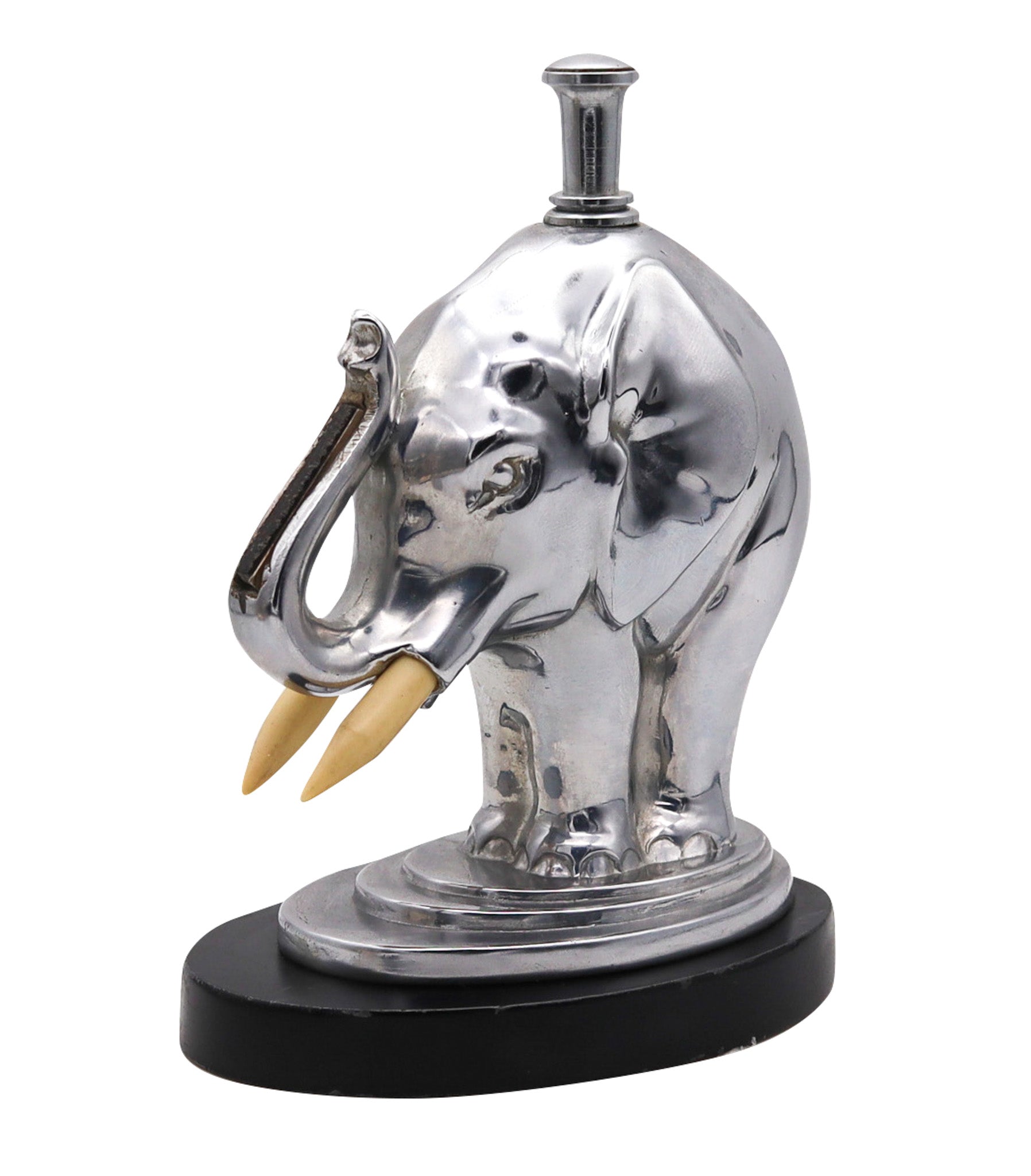 RONSON 1935 Elephant Touch-Tip Striker Lighter Black Cast Steel & Chromed Steel