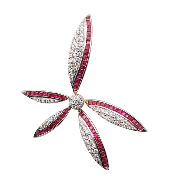 CLASSIC Italian Pendant In 18Kt Yellow Gold With 2.67 Cwt In Rubies & Diamonds