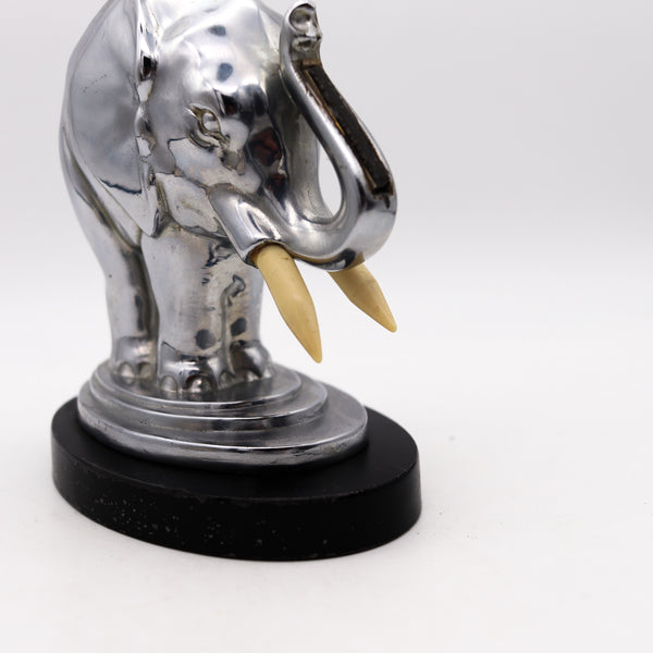 RONSON 1935 Elephant Touch-Tip Striker Lighter Black Cast Steel & Chromed Steel