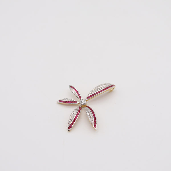 CLASSIC Italian Pendant In 18Kt Yellow Gold With 2.67 Cwt In Rubies & Diamonds