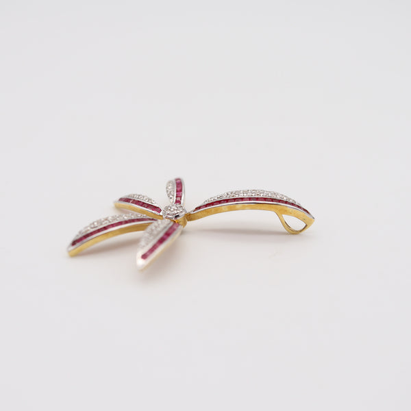CLASSIC Italian Pendant In 18Kt Yellow Gold With 2.67 Cwt In Rubies & Diamonds
