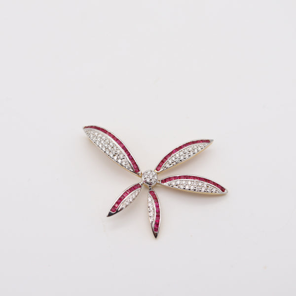 CLASSIC Italian Pendant In 18Kt Yellow Gold With 2.67 Cwt In Rubies & Diamonds