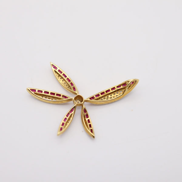 CLASSIC Italian Pendant In 18Kt Yellow Gold With 2.67 Cwt In Rubies & Diamonds