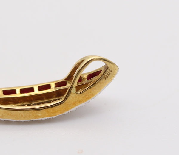 CLASSIC Italian Pendant In 18Kt Yellow Gold With 2.67 Cwt In Rubies & Diamonds
