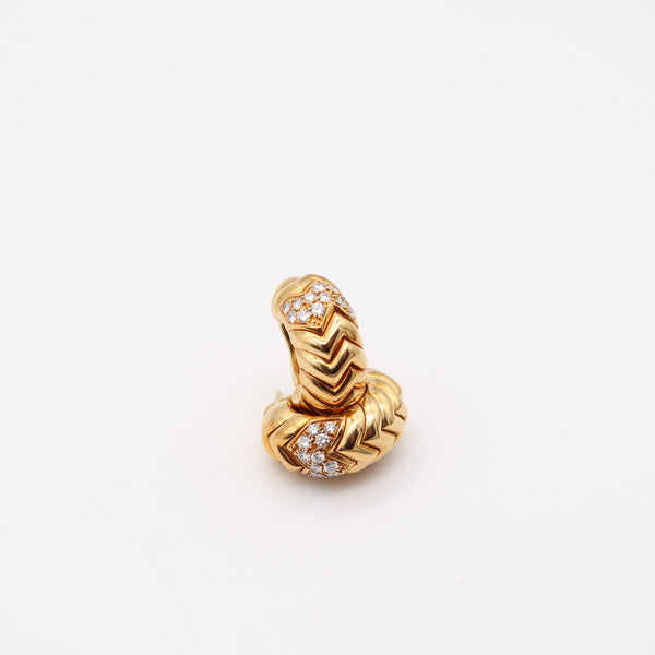 BVLGARI Spiga Clips-On Hoops Earrings In 18Kt Yellow Gold With VS Diamonds