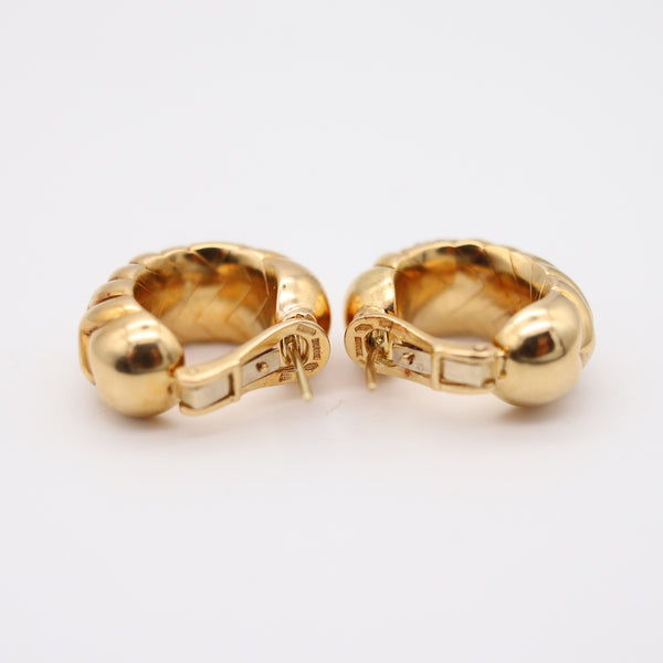 BVLGARI Spiga Clips-On Hoops Earrings In 18Kt Yellow Gold With VS Diamonds