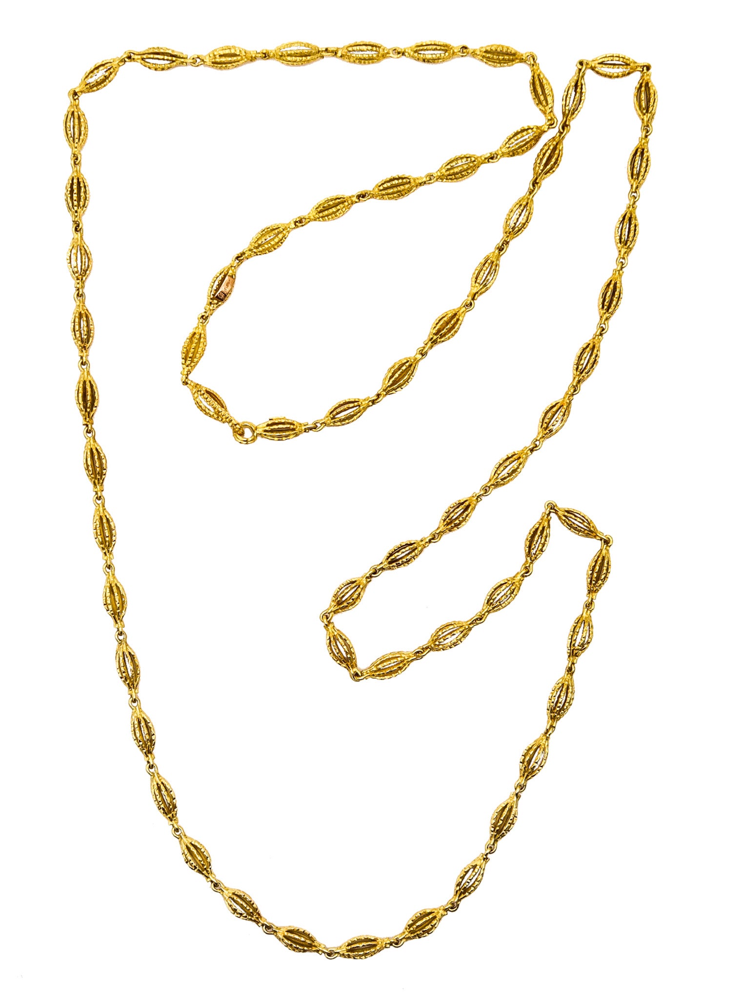 ANDREW GRIMA 1969 London Long Textured Chain In Solid 18Kt Yellow Gold