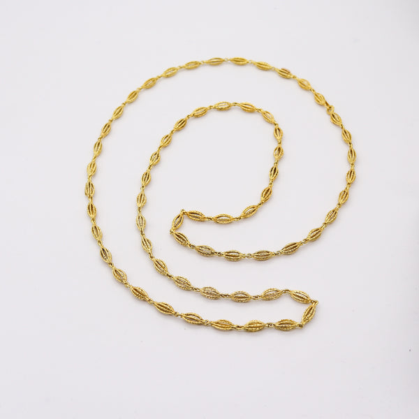 ANDREW GRIMA 1969 London Long Textured Chain In Solid 18Kt Yellow Gold