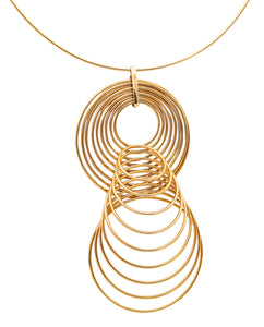 YAACOV AGAM 1970 Paris Kinetic Op-Art Sculptural Necklace In 18Kt Yellow Gold