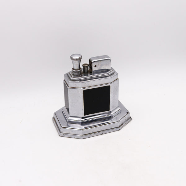 Ronson 1938 Art Deco Table Touch Tip Octette Lighter Machine Age Geometric