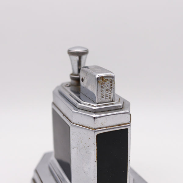 Ronson 1938 Art Deco Table Touch Tip Octette Lighter Machine Age Geometric