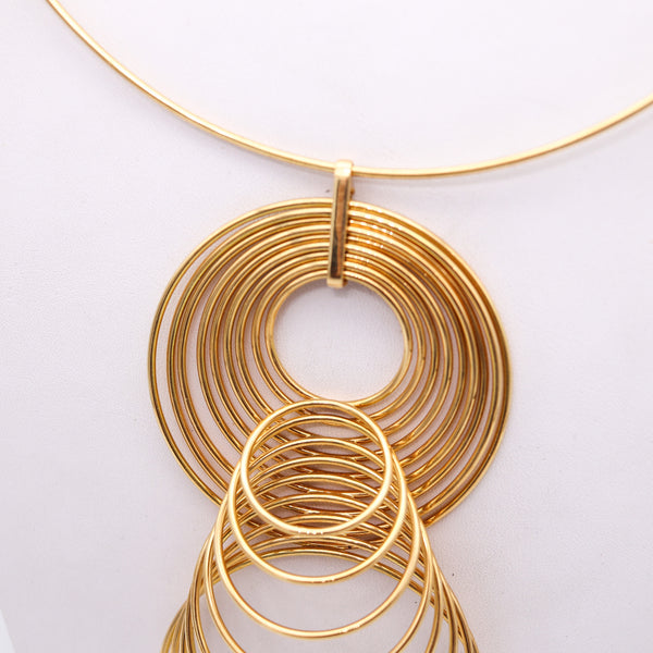 YAACOV AGAM 1970 Paris Kinetic Op-Art Sculptural Necklace In 18Kt Yellow Gold