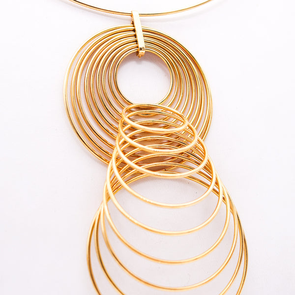 YAACOV AGAM 1970 Paris Kinetic Op-Art Sculptural Necklace In 18Kt Yellow Gold