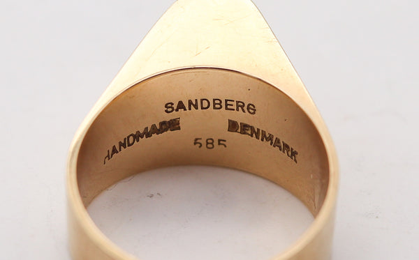 -Jörgen Sandberg 1970 Denmark Aerodynamic Ring In Polished 14Kt Yellow Gold