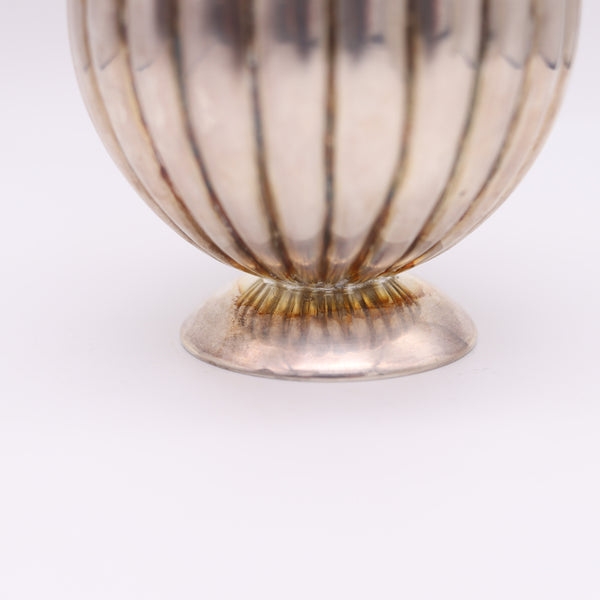 JOSEF HOFFMANN Austria 1920 Deco Fluted Amphora Vase With Handles In 900 Silver