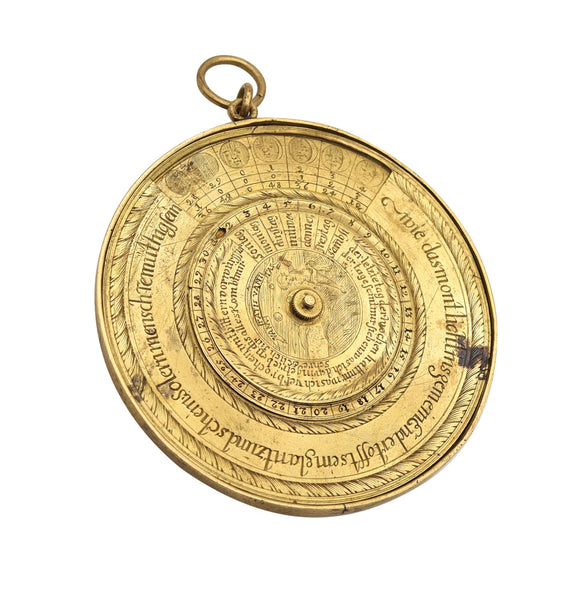 CHRISTOPH EHRENFRIED 1724 Calendar & Moon-Phase Round Sliding Chart In Bronze
