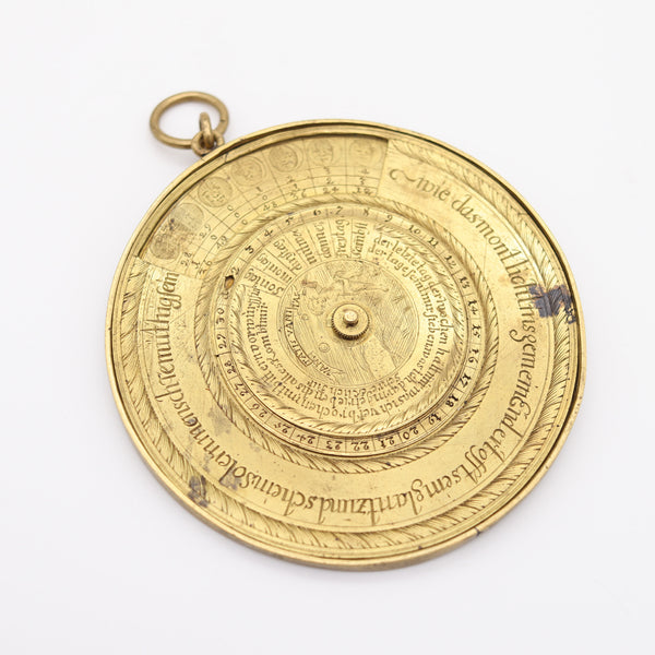 CHRISTOPH EHRENFRIED 1724 Calendar & Moon-Phase Round Sliding Chart In Bronze