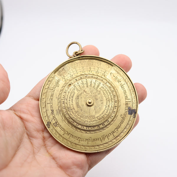 CHRISTOPH EHRENFRIED 1724 Calendar & Moon-Phase Round Sliding Chart In Bronze