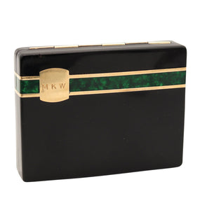 +Wordley Allsopp & Bliss 1930 Art Deco Lacquered Box In 14Kt Gold And Sterling