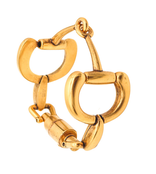 GUCCI Milano 1970 Vintage Double Horsebit Bracelet In Solid Gilt Bronze