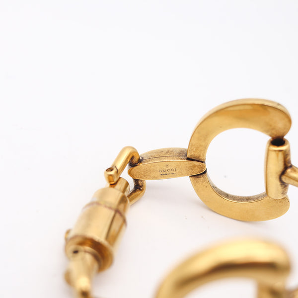 GUCCI Milano 1970 Vintage Double Horsebit Bracelet In Solid Gilt Bronze