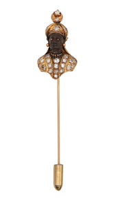 -Nubian Prince Stick Pin In 18Kt Yellow Gold With 2.28 Ctw In Diamonds And Ruby