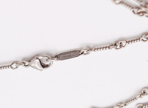 TIFFANY & CO. Open Heart Necklace Chain In Platinum With VS Diamonds & Pearl