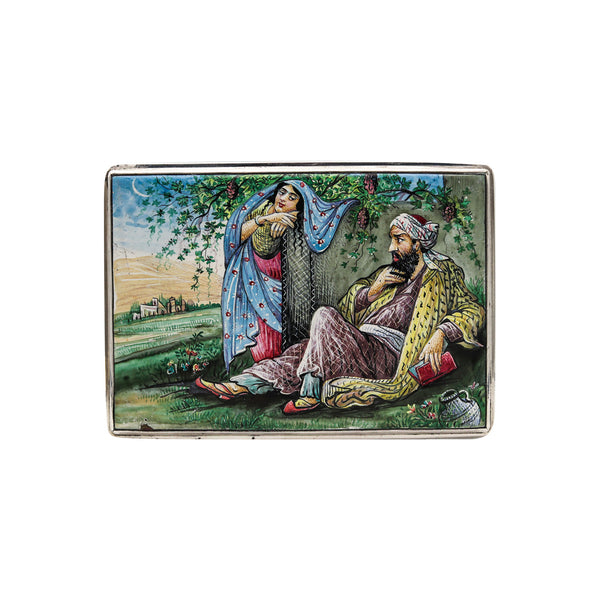 Ottoman Empire 1880 Enamelled Double Case Box In 925 Sterling Silver