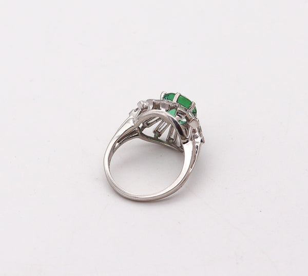 OSCAR HEYMAN Cocktail Ring In Platinum With 3.70 Ctw Diamonds & Tourmaline