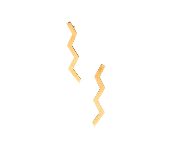 -Tiffany & Co. 1982 By Paloma Picasso Zig Zag Earrings In Solid 18Kt Yellow Gold