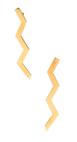 -Tiffany & Co. 1982 By Paloma Picasso Zig Zag Earrings In Solid 18Kt Yellow Gold