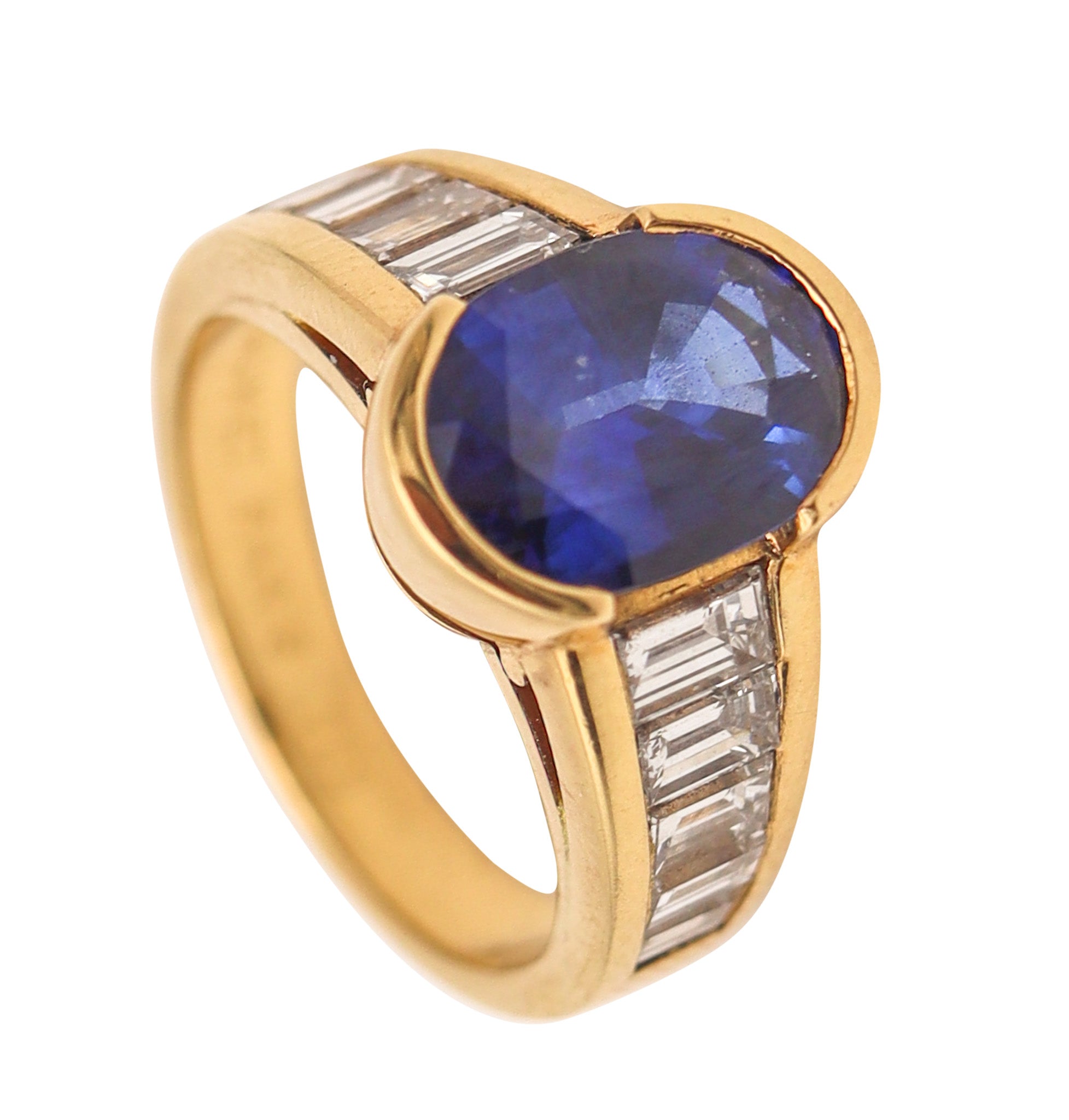 CHAUMET Paris Cocktail Ring 18Kt Yellow Gold With 4.71 Ctw In Sapphire & Diamonds