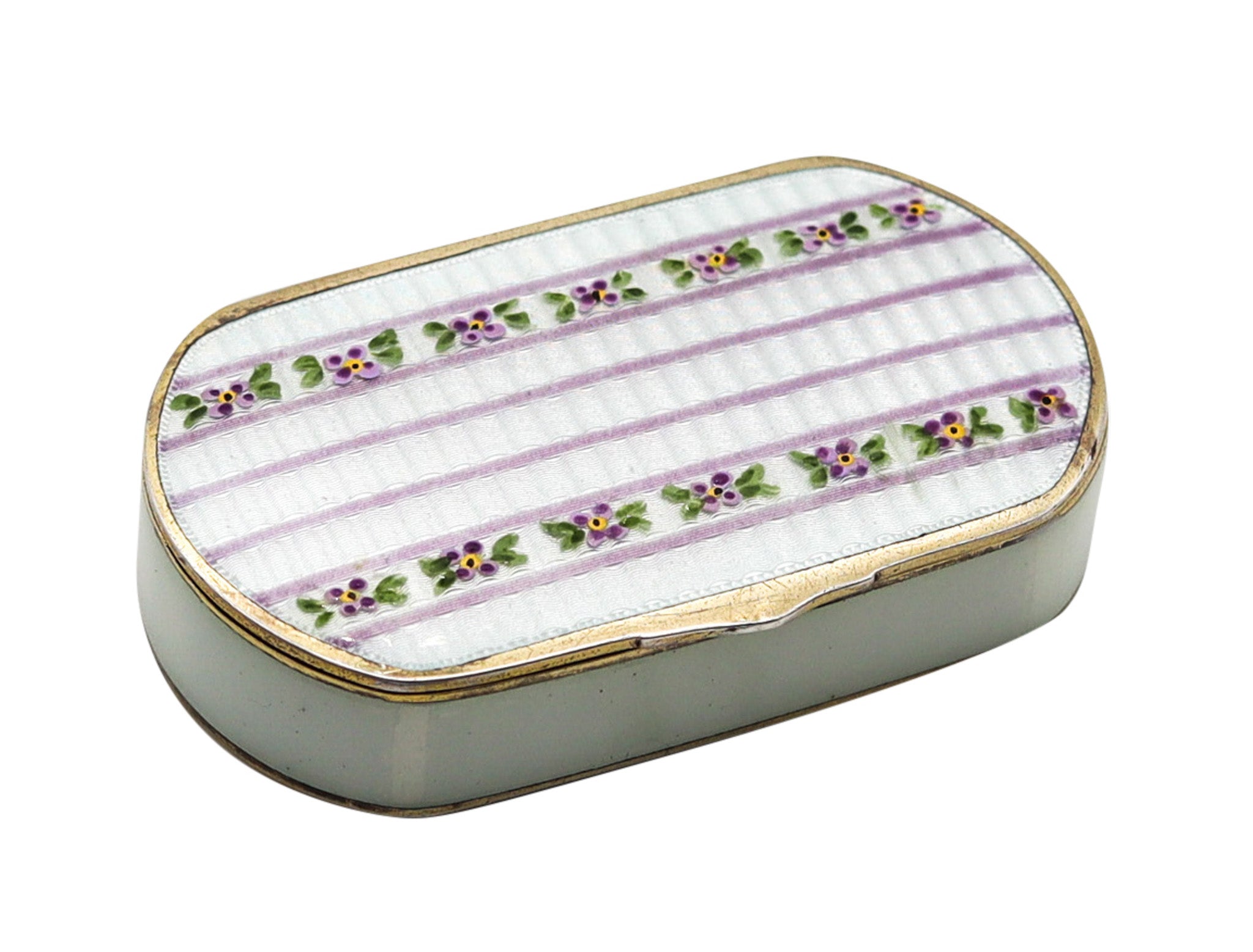 -David Andersen 1910 Art Nouveau Enameled Guilloche Snuff Box In .925 Sterling Silver