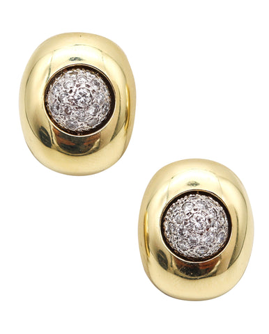 KURT WAYNE Modernist Two Tones Earrings In 18Kt Yellow Gold With VS Diamonds