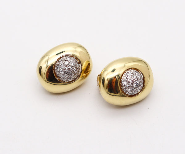 KURT WAYNE Modernist Two Tones Earrings In 18Kt Yellow Gold With VS Diamonds