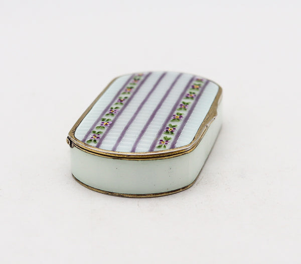 -David Andersen 1910 Art Nouveau Enameled Guilloche Snuff Box In .925 Sterling Silver